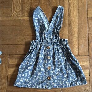 Floral Blue Kids Suspender Skirt
